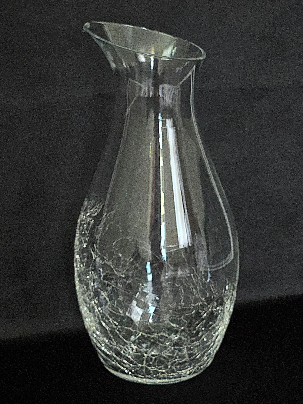 RARE Pier 1 Angled Crackle Glass 7pc Hostess Set - Carafe & 6 Hand-Blown Goblets